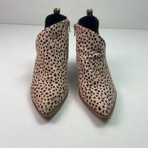 Jolimall Tan Black Dots Ankle Boots Pointed Toe Sz 7